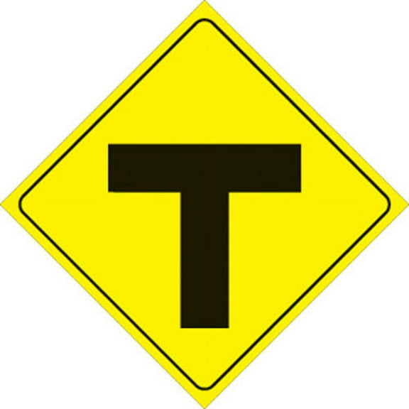 Voss Signs Yellow Plastic Reflective Sign 12" - T-Intersection 436 T YR