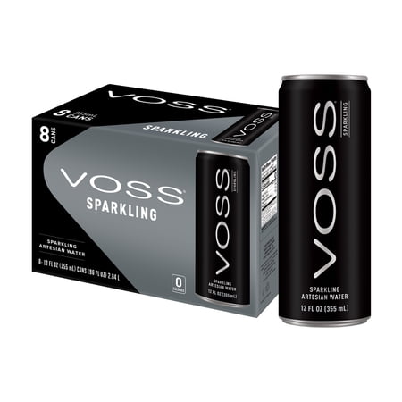 Voss Sparkling Water, 12 fl oz, 8 pack Cans