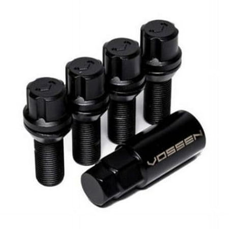 Vossen LUG-BL1450-30-BC 4 x 1.5 in. 17 mm Hex 30 mm Lock Bolt Cone Seat - Black - Set of 4