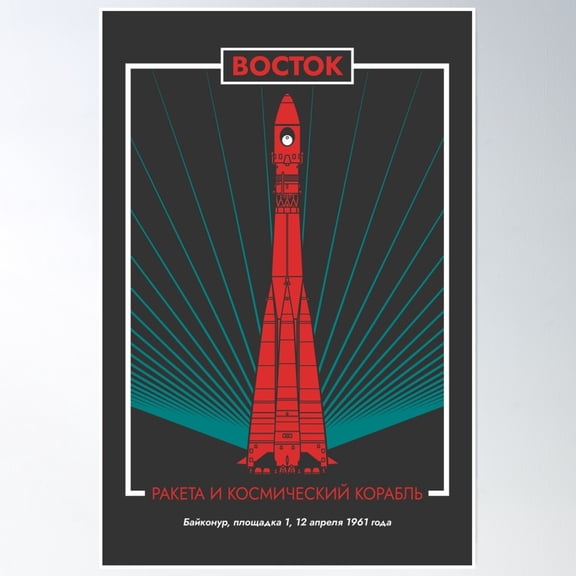 Vostok 8K72K. Rocket & Spacecraft (In Russian) (Pop) Poster Wall Art, Modern Wall Decor, 8x12 UNFRAMED
