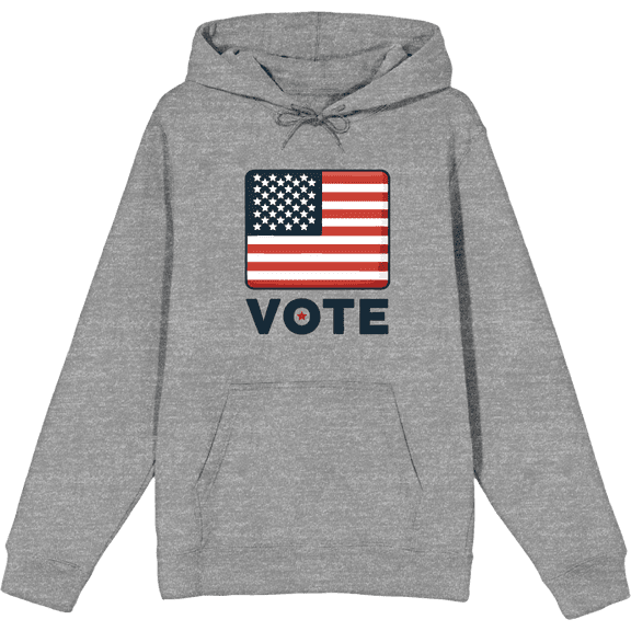 Vote American Flag Adult Heather Gray Long Sleeve Hoodie-XL