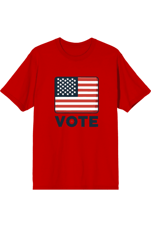 Vote American Flag Adult Red Crew Neck Short Sleeve Tee-3XL