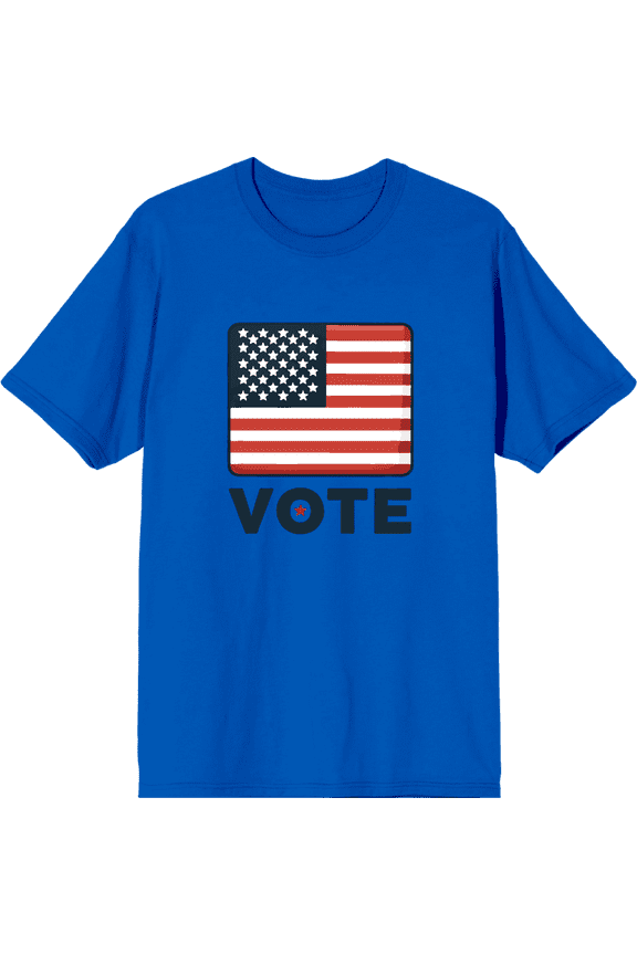 Vote American Flag Adult Royal Blue Crew Neck Short Sleeve Tee-XXL