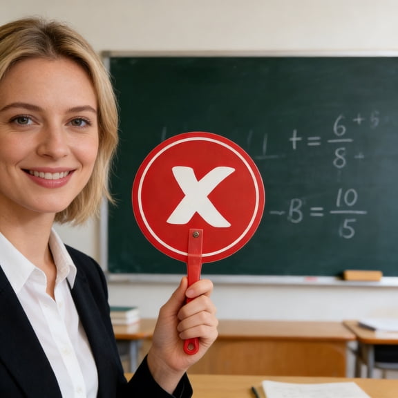 Vote Board With X Symbol, 1X Red Handheld Voting Sign For Group Decisions, Handheld Signage For Events Polls And Team Votes