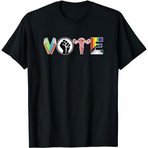 Vote - Books, Fist, Ovaries, LGTBQ T-Shirt