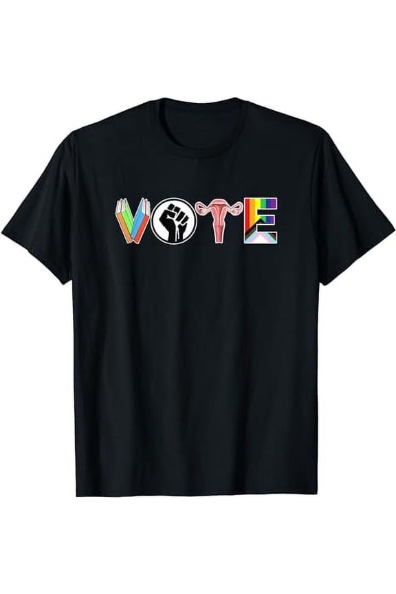 Vote - Books, Fist, Ovaries, LGTBQ T-Shirt