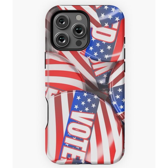 Vote Button Election Day 2025 Gift Phone Case for iPhone 16 15 14 13 12 11 Pro Max