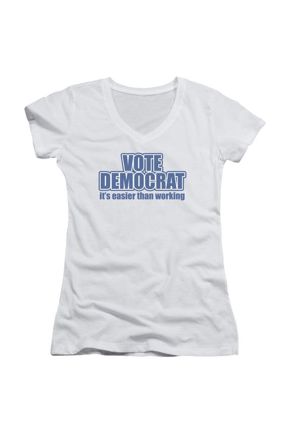 - Vote Democrat - Juniors Cap Sleeve V-Neck Shirt - XX-Large