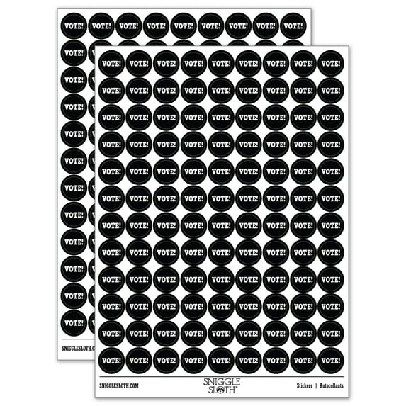 Vote Election 200+ Round Stickers - Black - Matte Finish - 0.50" Size