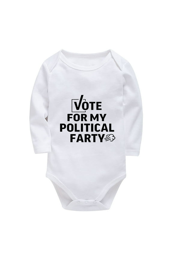 Vote For My Political Farty Newborn Outfits Unisex Long Sleeve Take Home Outfit for Baby Girl White Romper Baby Girl 12-18 M