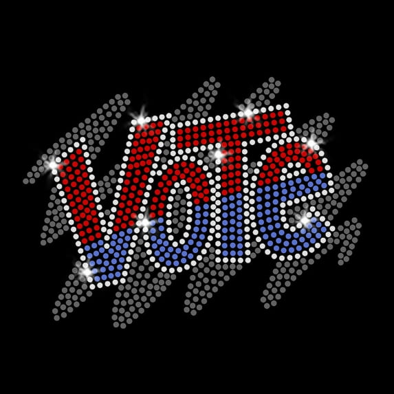 Vote Iron-on Clear Rhinestone and Rhinestud Transfer by JCS Rhinestones