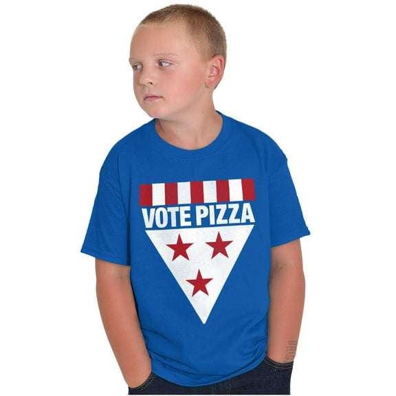 Vote Pizza Foodie USA Election Gym Crewneck T Shirts Boy Girl Teen Brisco Brands M
