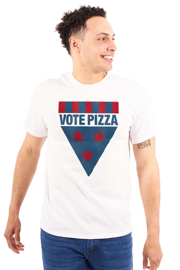 Vote Pizza Foodie USA Election Gym Plus Size Crewneck Graphic Tee Shirt Brisco Brands 2X