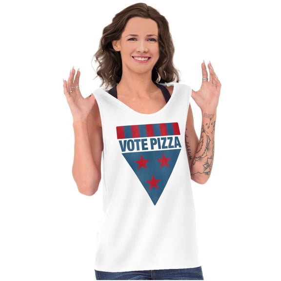 Vote Pizza Foodie USA Election Gym Tank Top T Shirts Men Women Brisco Brands X