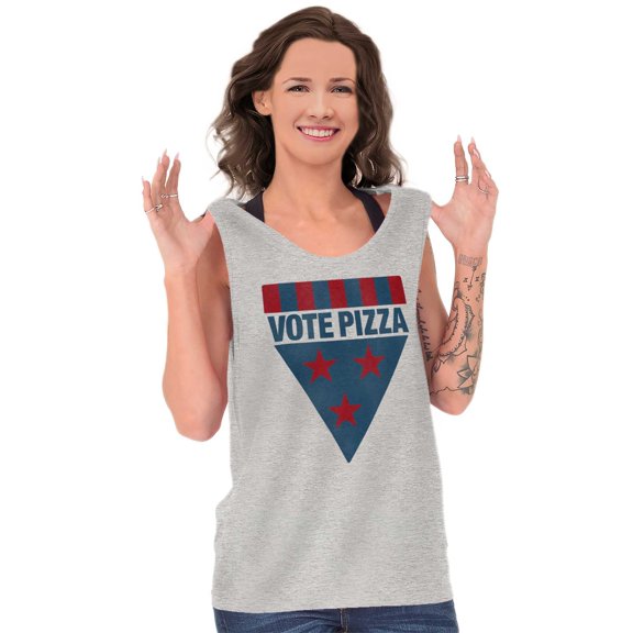 Vote Pizza Foodie USA Election Gym Tank Top T Shirts Men Women Brisco Brands X