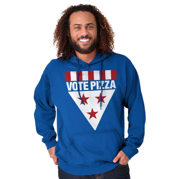 Vote Pizza Foodie USA Election Gym Unisex Plus Fleece Graphic Hoodie Brisco Brands 2X