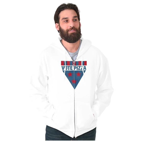 Vote Pizza Foodie USA Election Gym Unisex Fleece Graphic Zip Up Hoodie Brisco Brands 2X