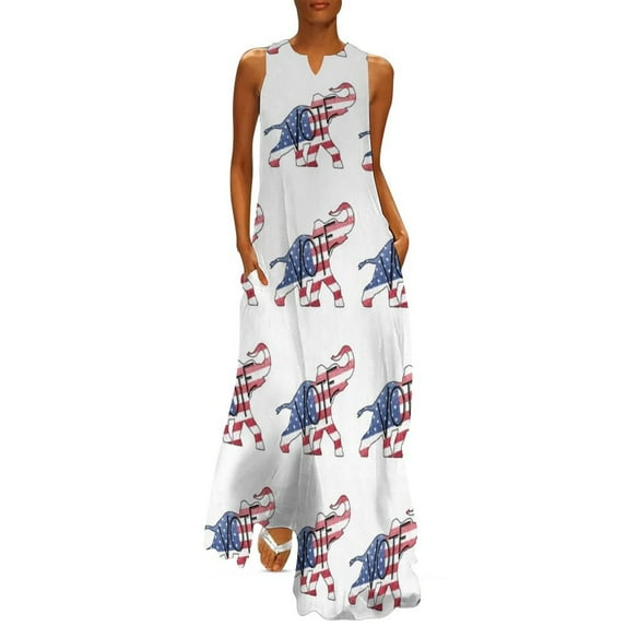 Vote Republican Elephant Distressed USA Flag Design Long Dress Long dress dresses for special events Dress