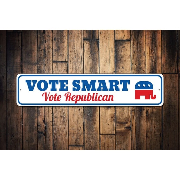 Vote Smart Sign Republic Sign Democrat Sign Political Party Sign Election Sign Voter Gift Politics Decor Vote Right -Quality Aluminum - Size: 16 x 4 Inches