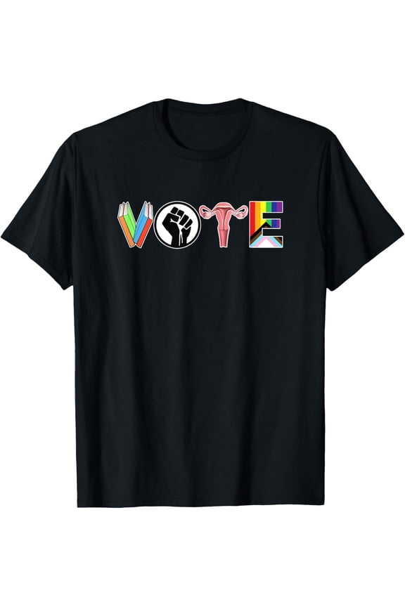 Vote Social Justice Graphic Tee - Human Rights Equality Feminist BLM LGBTQ Pride Activism T-Shirt - Retro Empowerment Apparel for Men and Women