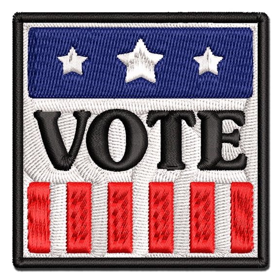 Vote Stars and Stripes Voting Patriotic Applique Multi-Color Embroidered Iron-On Patch - 2.5 Inch Small