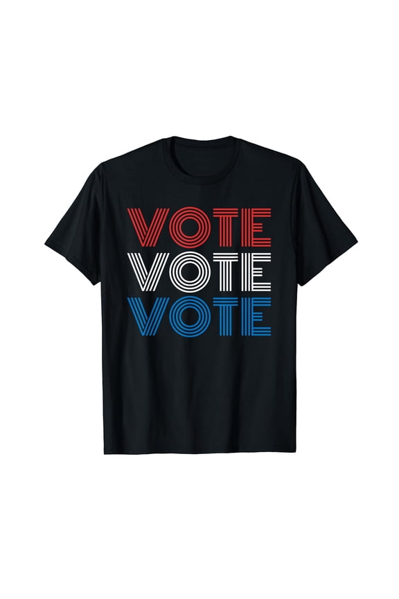 Vote Vote Vote Red White Blue Retro Election Simple Design T-Shirt