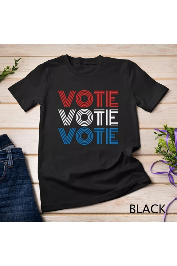 Vote Vote Vote Red White Blue Retro Election Simple Design Unisex Tshirt