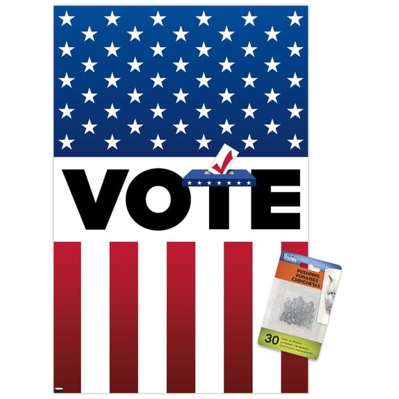 Vote Wall Poster with Pushpins, 14.725" x 22.375"