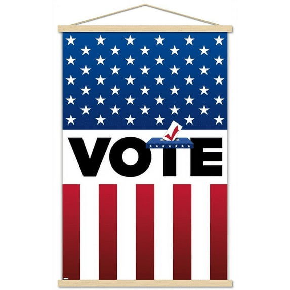 Vote Wall Poster with Wooden Magnetic Frame, 22.375" x 34"