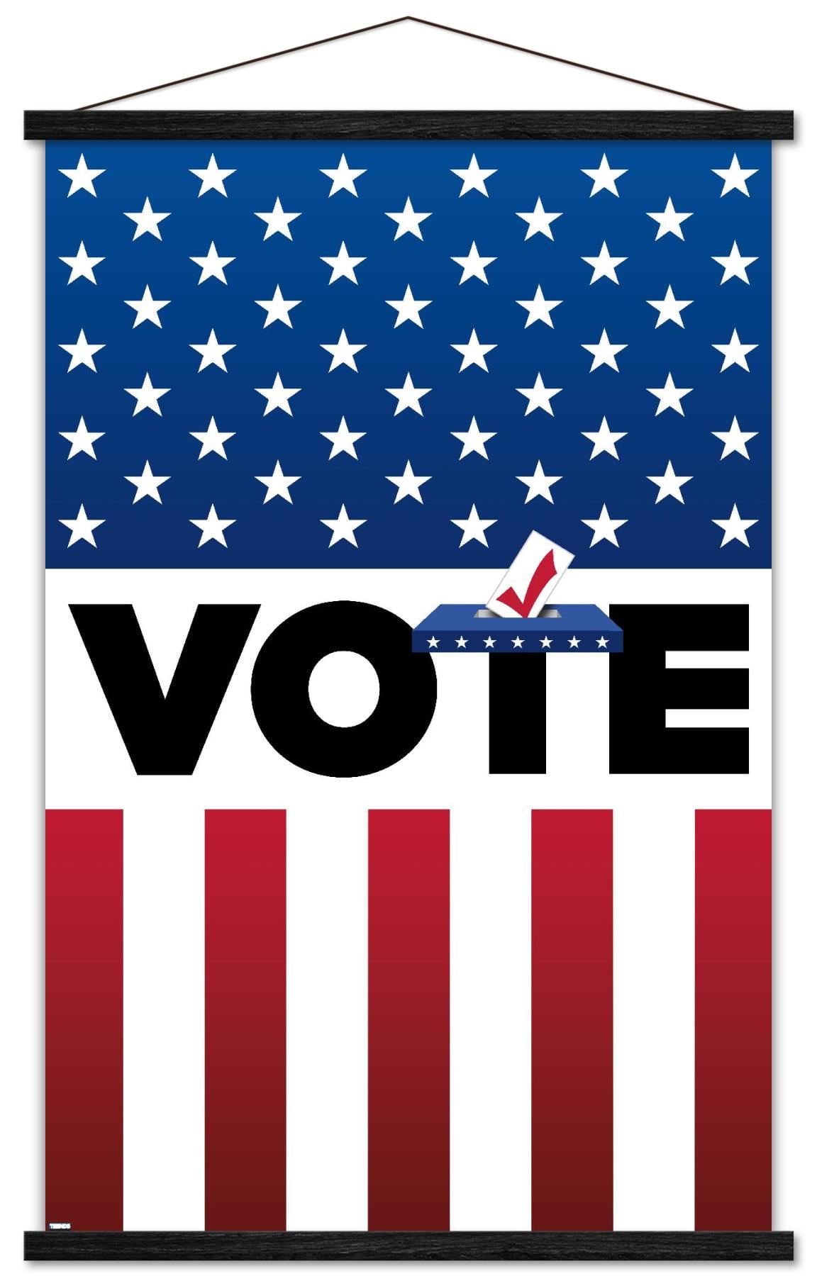Vote Wall Poster with Wooden Magnetic Frame, 22.375" x 34"