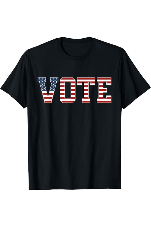 Vote Women Men Red White Blue American Flag 2024 Elections T-ShirtMen and women, Black T-shirt, size: Extra large
