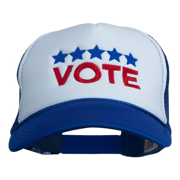Vote with Stars Embroidered Foam Mesh Back Cap - Royal White OSFM