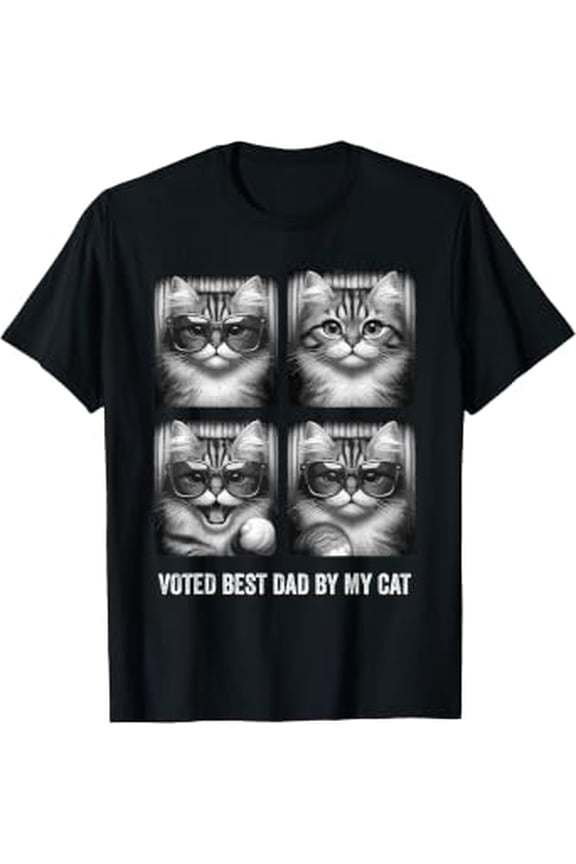 Voted Best Dad By My Cat Fathers Day Kitten Lover Feline T-Shirt