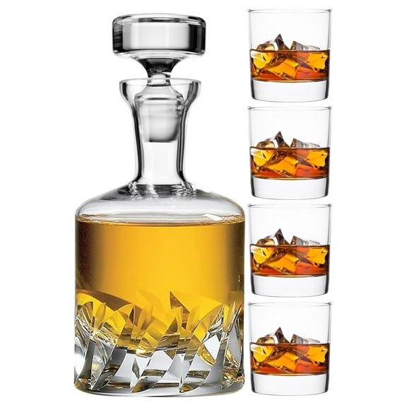 Voted Best High-End Whiskey Decanter 2024 by Food & Wine Magazine |1Hand-Blown Decanter & 4 |Made in Europe |100% Lead- Crystal |Gift Box Bishop Decanter 125th Anniversary Limited Edition Gift Set