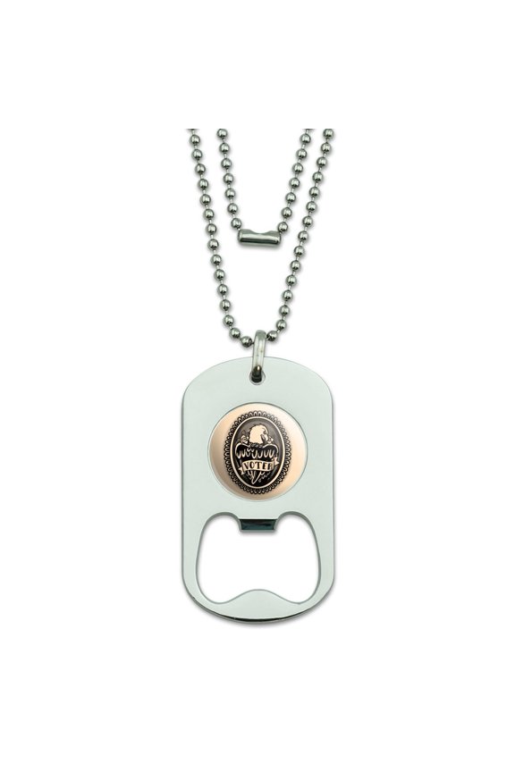 Voter Tattoo Style Eagle with Rose Military Dog Tag Bottle Opener Pendant