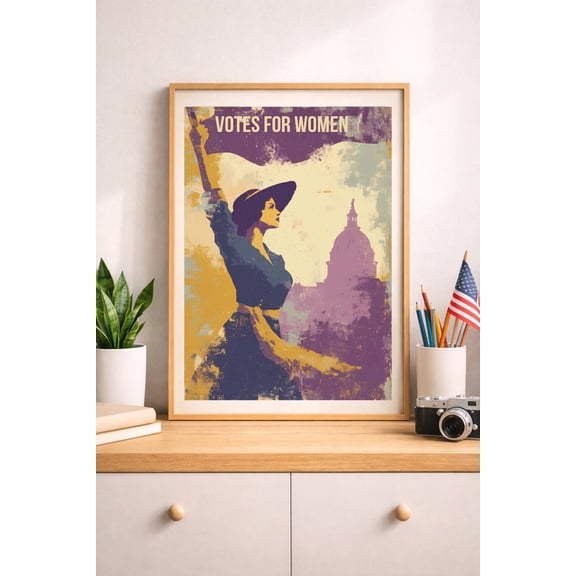Votes for Women Suffragette Poster | Feminist and Activist | Retro Street Art, Unframed Paper Poster 24x36in
