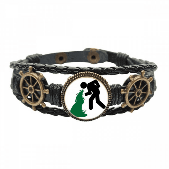 Voting Nausea Green Person Leather Braided Ocean Bracelet Wristband