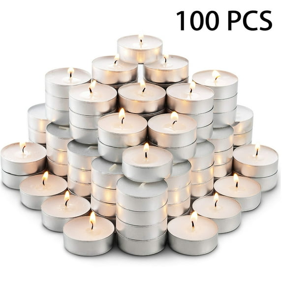 Votive Unscented Tea Lights Candles 100 Pack Bulk Tea Candles Small Votive Mini White Tealight Candles for Home Centerpieces Shabbat Weddings Emergencies