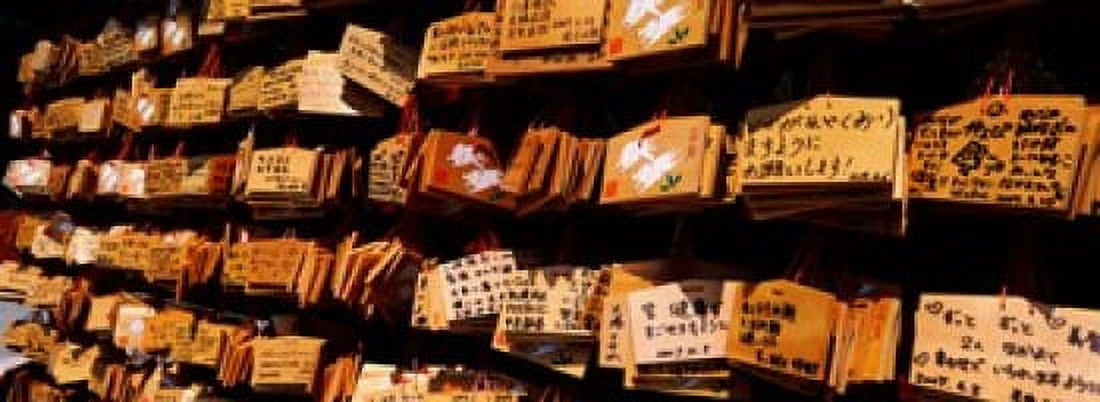 Votive tablets in a temple Tsurugaoka Hachiman Shrine Kamakura Kanagawa Prefecture Kanto Region Japan Canvas Art - Panoramic Images (36 x 13)