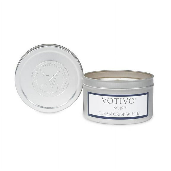 Votivo Aromatic Travel Tin Scented Candle Clean Crisp White