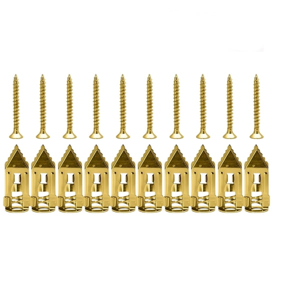 Votnto 10-Piece Heavy-Duty No-Drill Wall Expansion Screw Kit, Upgraded Drywall Anchor Screws for Home Improvement (Gold)