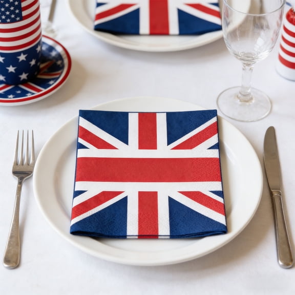 Votnto 24-Pack 6.466.46IN Union Jack Flag Paper Napkins, Disposable Patriotic Party Table Decorations for Independence Day Celebrations