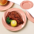 thumbnail image 1 of Votnto 7.76 Inch Swirl Design Plastic Dinner Plates, Ceramic-Look Unbreakable Round Serving Plates for Breakfast, Desserts & Appetizers (Yellow, Beige, Pink, Green), 1 of 6