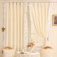thumbnail image 1 of Votnto 78.74x35.43in French Style Lace Curtain, Double-Layer Princess Style Blackout Curtain with Ruffle Trim, Washable Polyester Window Drapes for Bedroom & Living Room (Pink/Blue/Beige), 1 of 6