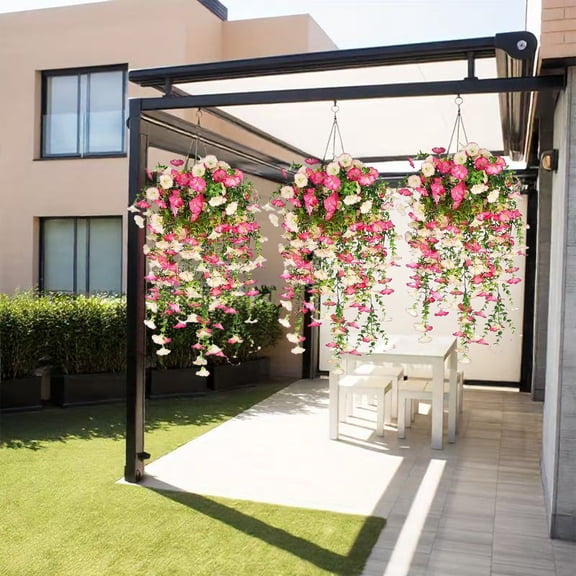 Votnto Artificial Leaf Trumpet Flower Glory Vine Garden Decoration, Artificial Flowers for Wall Trellis Outdoor Decor