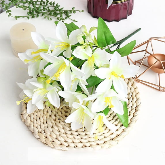 Votnto Artificial Lily Stems 6 Branches 18 Blooms Fake Flowers Bouquet, for Home Table Decor Wedding Church Hotel Party Centerpiece Silk Floral Arrangements
