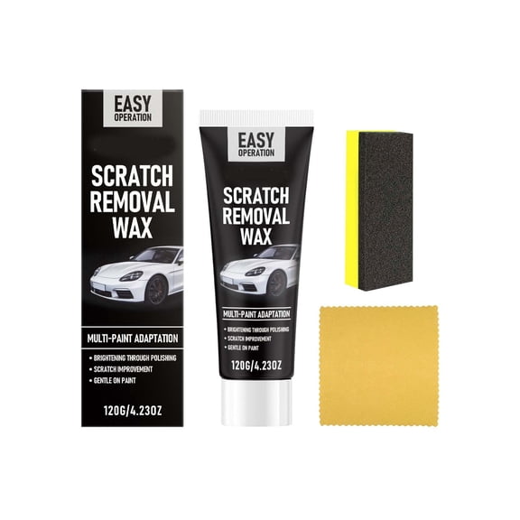 Votnto Car Scratch Removal Wax Set, 120G/4.23OZ Automotive Paint Scratch Repair Kit with Sponge & Towel, Multi-Paint Adaptation Grinding Desalination Scratch Brightening Protective Polish