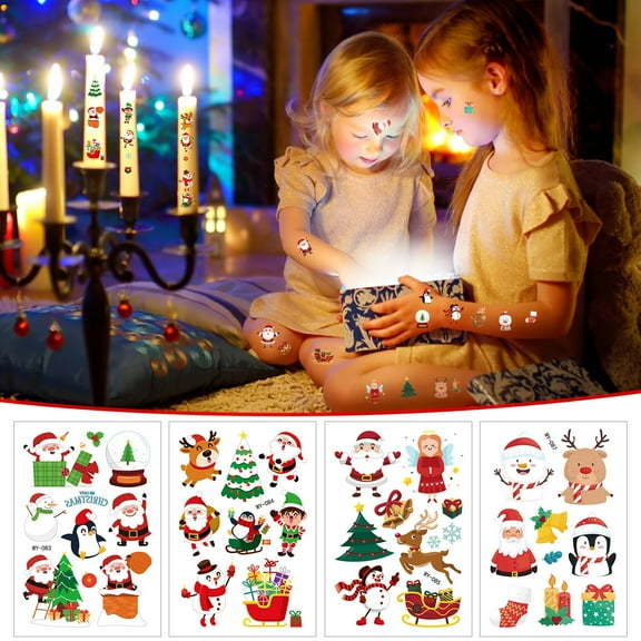 Votnto Christmas Candle Stickers, Water Transfer Tattoo Sticker, Christmas Stickers for Kids, Christmas Cup Sticker, Christmas Crafts Activities Games Party Favors Supplies