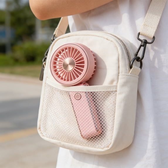 Votnto Foldable Handheld Mini Fan, USB Rechargeable 3-Speed Portable Fan with Lanyard (Blue/Pink/White/Green)