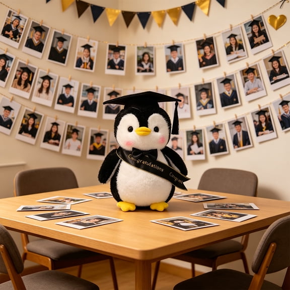 Votnto Graduation Cap Penguin Plush Toy with Sash Cute Stuffed Penguin Graduation Gift for College High School Graduate Classmate Keepsake